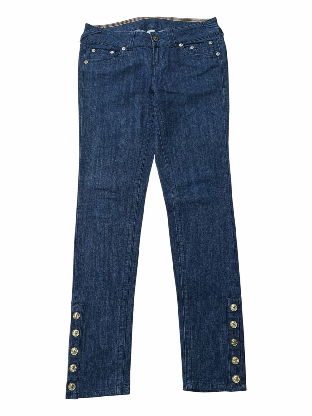 Vintage Y2K YNQ Skull Button Ankle Jeans Low Rise Tapered Jeans